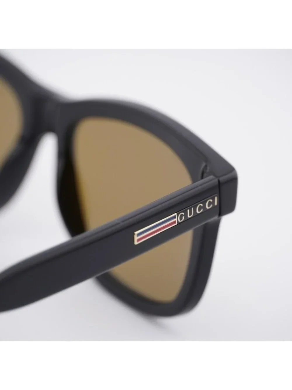 Gucci GG0824S 006 Men Sunglasses Black Rectangle Frame, Brown Lenses